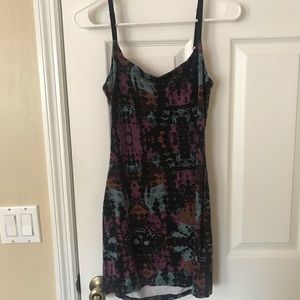 Betsey Johnson tie dye, skull bodycon mini dress